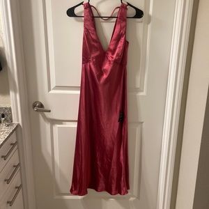 Lulus Satin Cowl Back MIDI Slip Dress